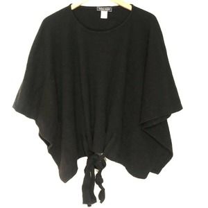 Helen Welsh Black Wool Knit Sweater Cape Top